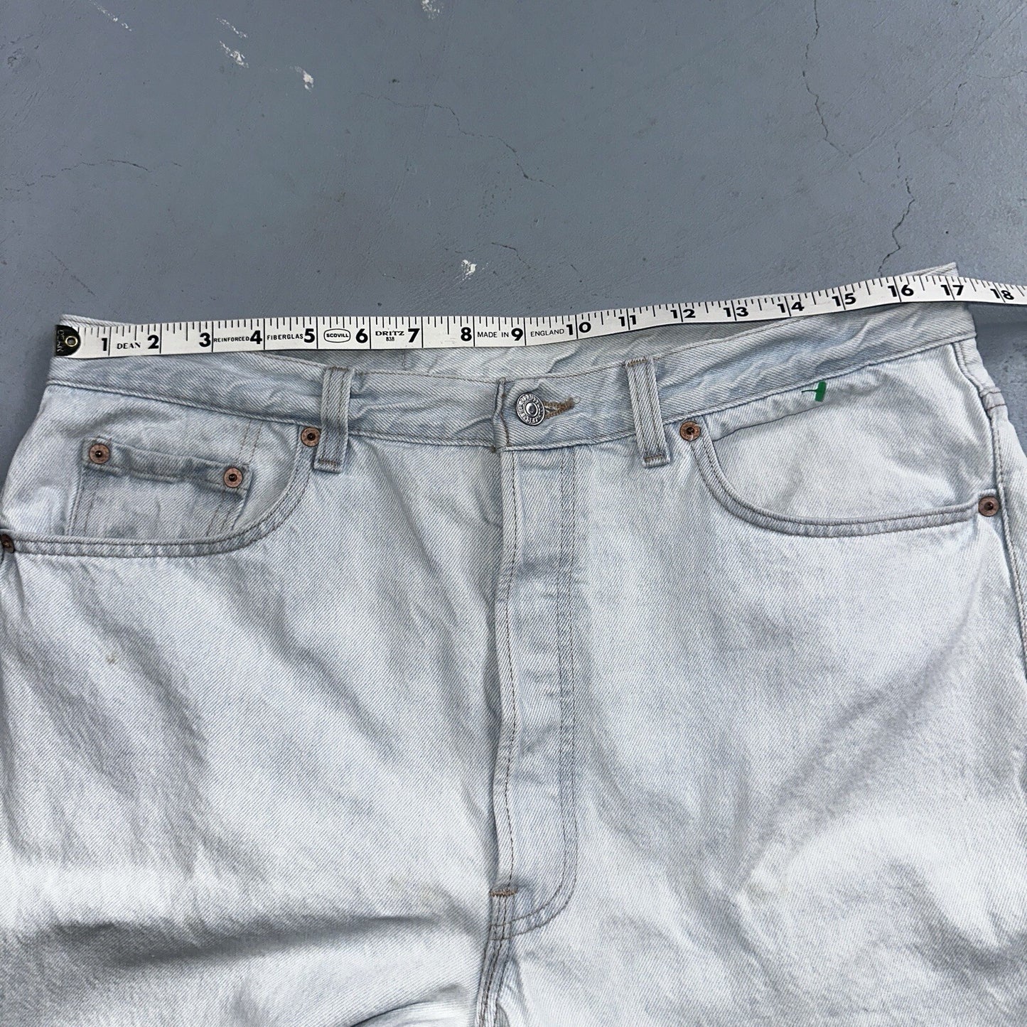 Levis 501 Vintage 90s USA XX Straight Leg Jeans White Light Wash 38x30 Act 34x29