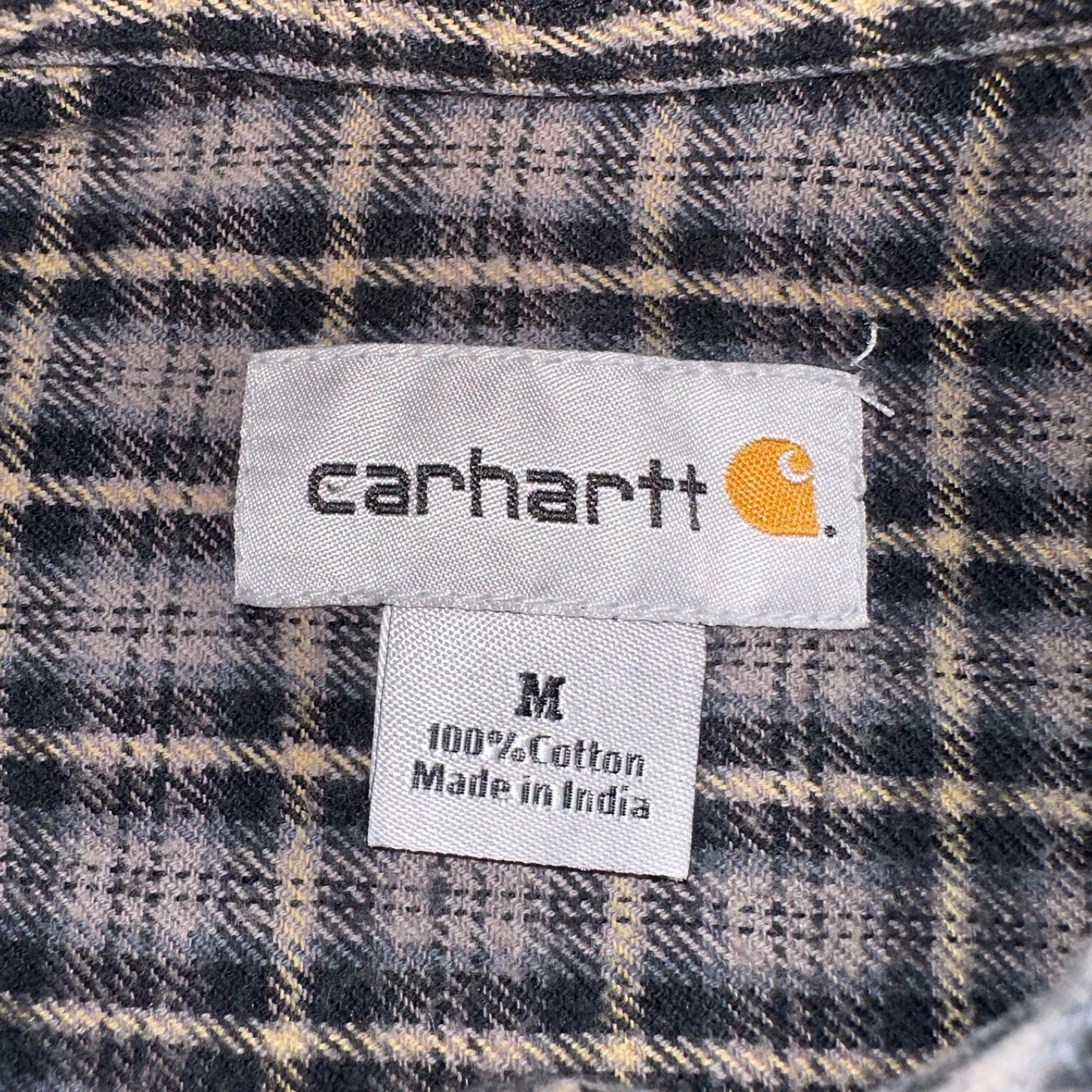 Carhartt Flannel Shirt M S249 BLK Black Brown Pockets Heavy Weight Medium
