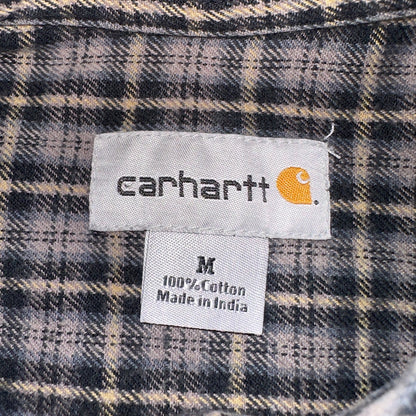 Carhartt Flannel Shirt M S249 BLK Black Brown Pockets Heavy Weight Medium