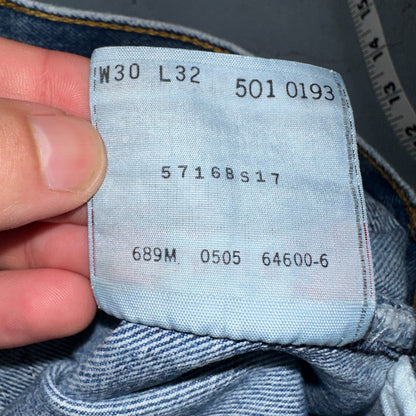 Levis 501 Vintage Y2K 90s XX Straight Leg Jeans Blue Light Wash 30x32 Act 29x31