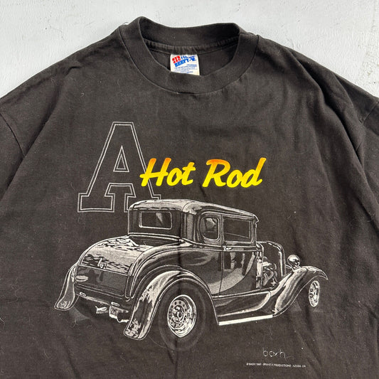 Hanes 90s Hot Rod VTG T Shirt Cars Graphic Tee Single Stitch Black Cool 1992 XL