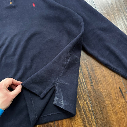Polo Ralph Lauren Pullover Men’s XL Navy Big Pony Ski Patch Quarter Zip VTG