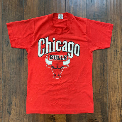 Chicago Bulls 90s Jordan Vintage T Shirt Swingster Classic Logo Medium Red 80s