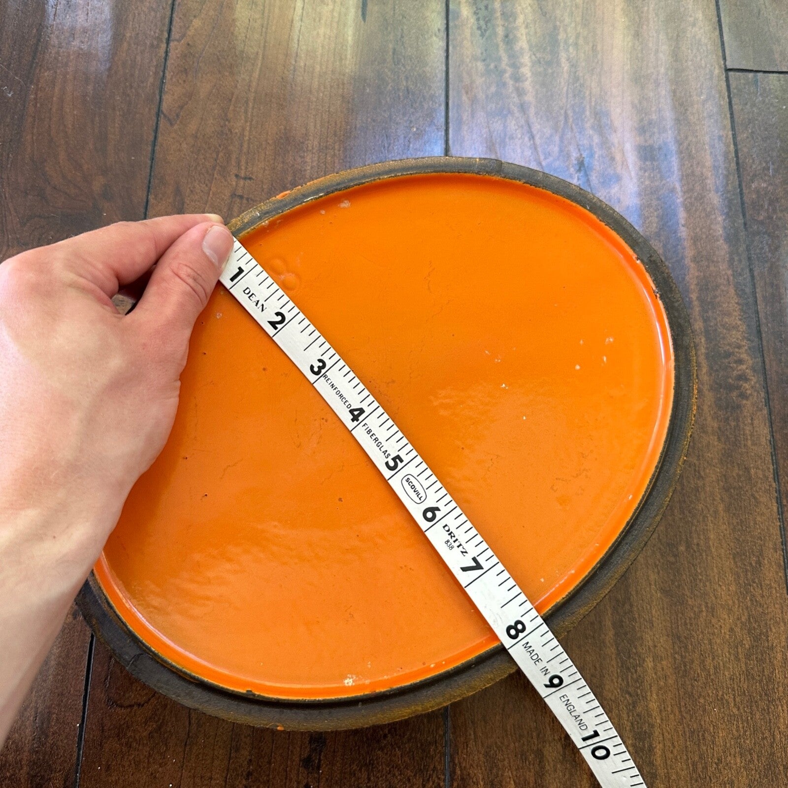 Le Creuset #B Oval Dutch Oven Lid Only France Enamel Pot Orange Flame VTG 1960s