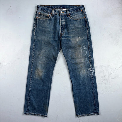 Levis 501 Vintage Y2K XX Straight Leg Jeans 90s Blue Med Wash 35x33 Act 33x29
