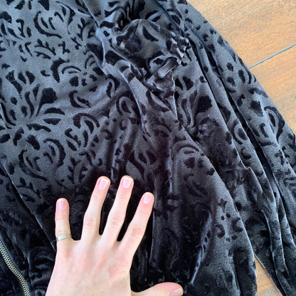 Womens Teddi Zip Up Jacket Size Large L Black Figure 80s 90s USA Cool 