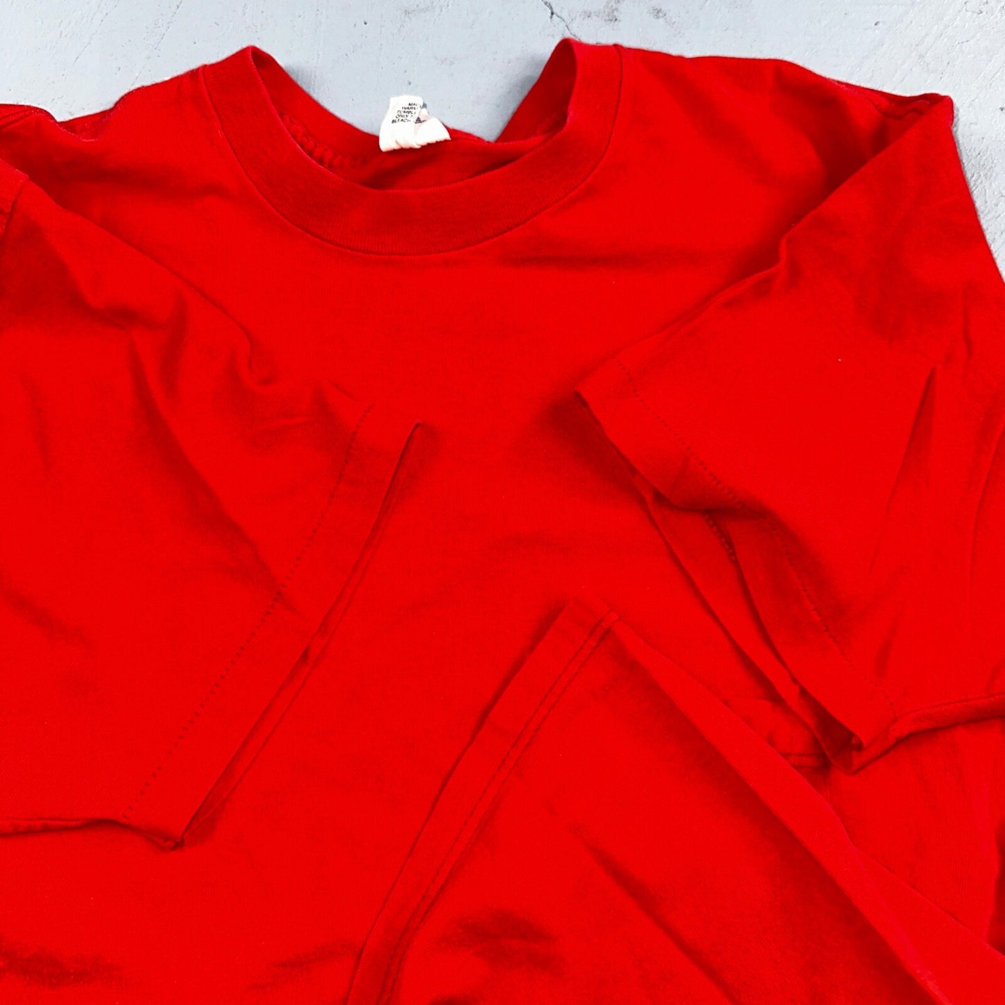 Le Breve Pocket USA VTG T Shirt 90s Red No Print Lot 1 Single Stitch Basic