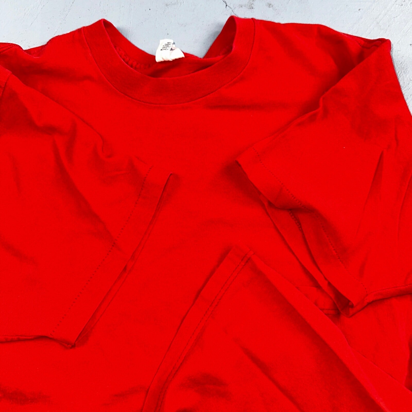 Le Breve Pocket USA VTG T Shirt 90s Red No Print Lot 1 Single Stitch Basic