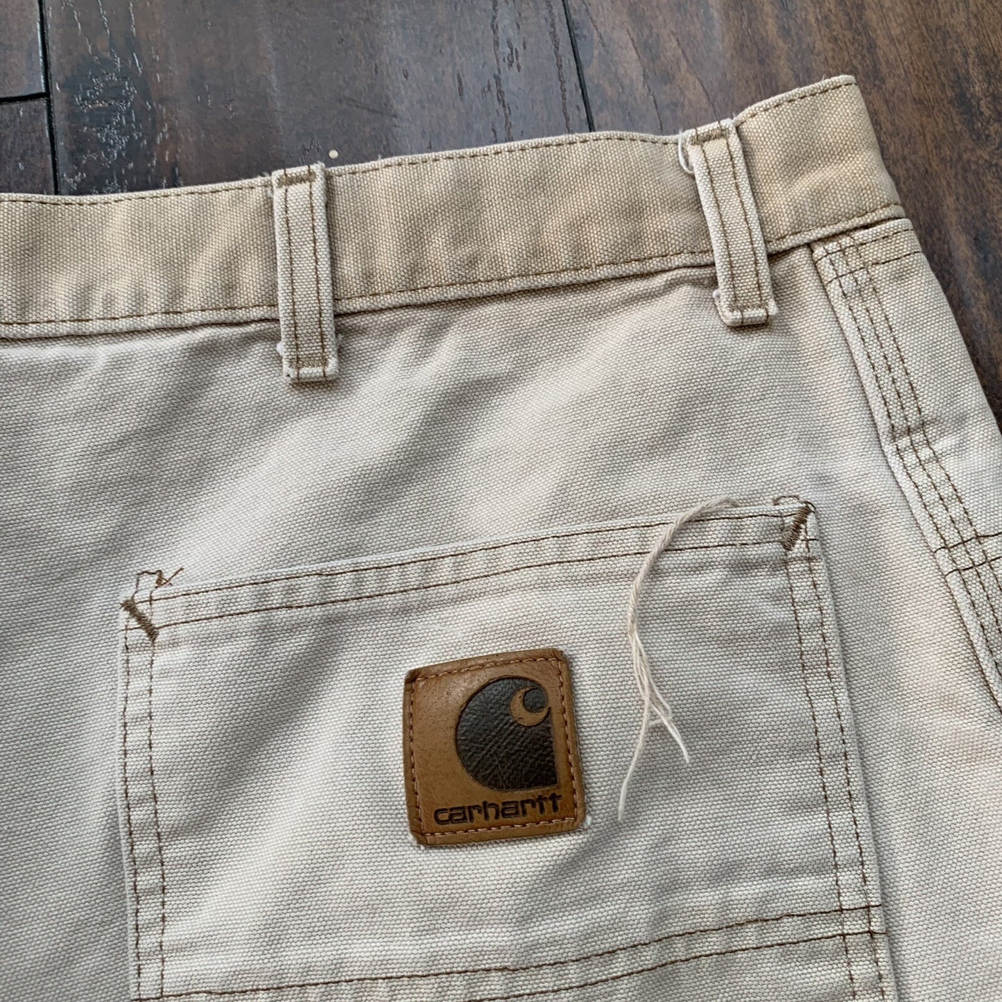 Vintage USA Made Carhartt Men's Thrashed Canvas Carpenter Shorts 90s Double Knee