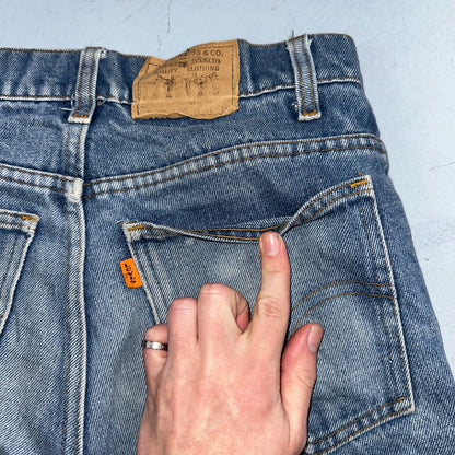 Levis 716 Vintage 80s USA Orange Tab Bootcut Flare Blue Bell Bottom Jeans 29x27