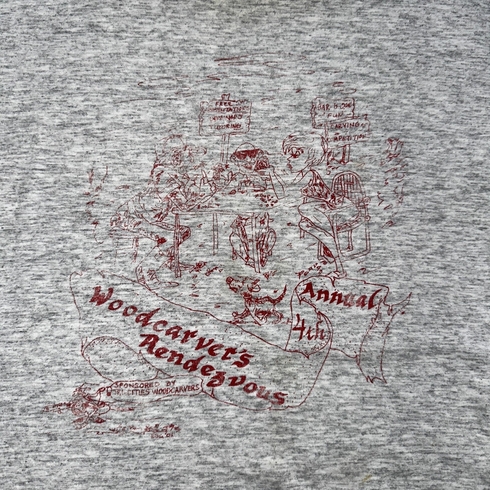 Wood Carvers VTG T Shirt Hot Girl Anime Cartoon Funny Humor Work Hard XL