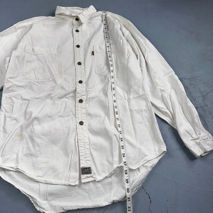 VTG Levis Red Tab Men Button Up Shirt Large White Long Sleeve 90s Y2K Thrashed
