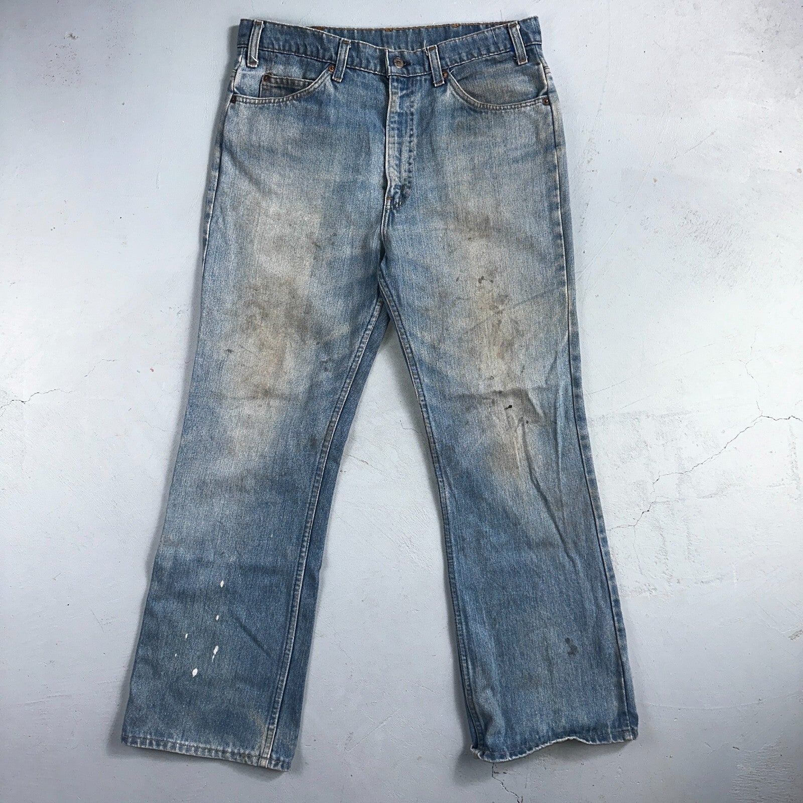 Levis 517 Vintage 80s USA Orange Tab Bootcut Flare Blue Jeans Talon Act 34x29