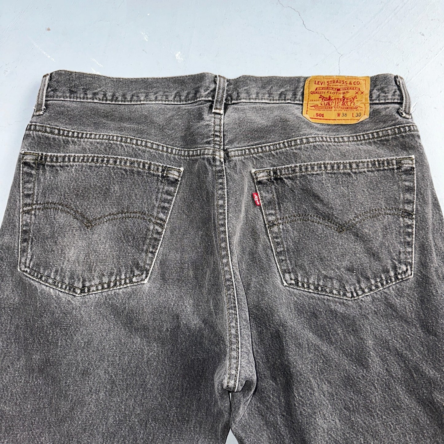Levis 501 Vintage 90s USA XX Straight Leg Jeans Gray Light Wash 38x30 Act 36x29