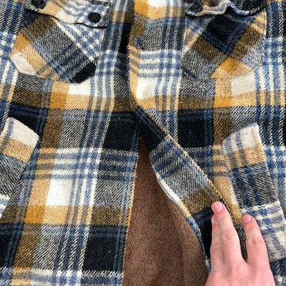 Vintage Triton 70s Sportswear Mens Black Plaid Wool Tartan Work Jacket Navy USN