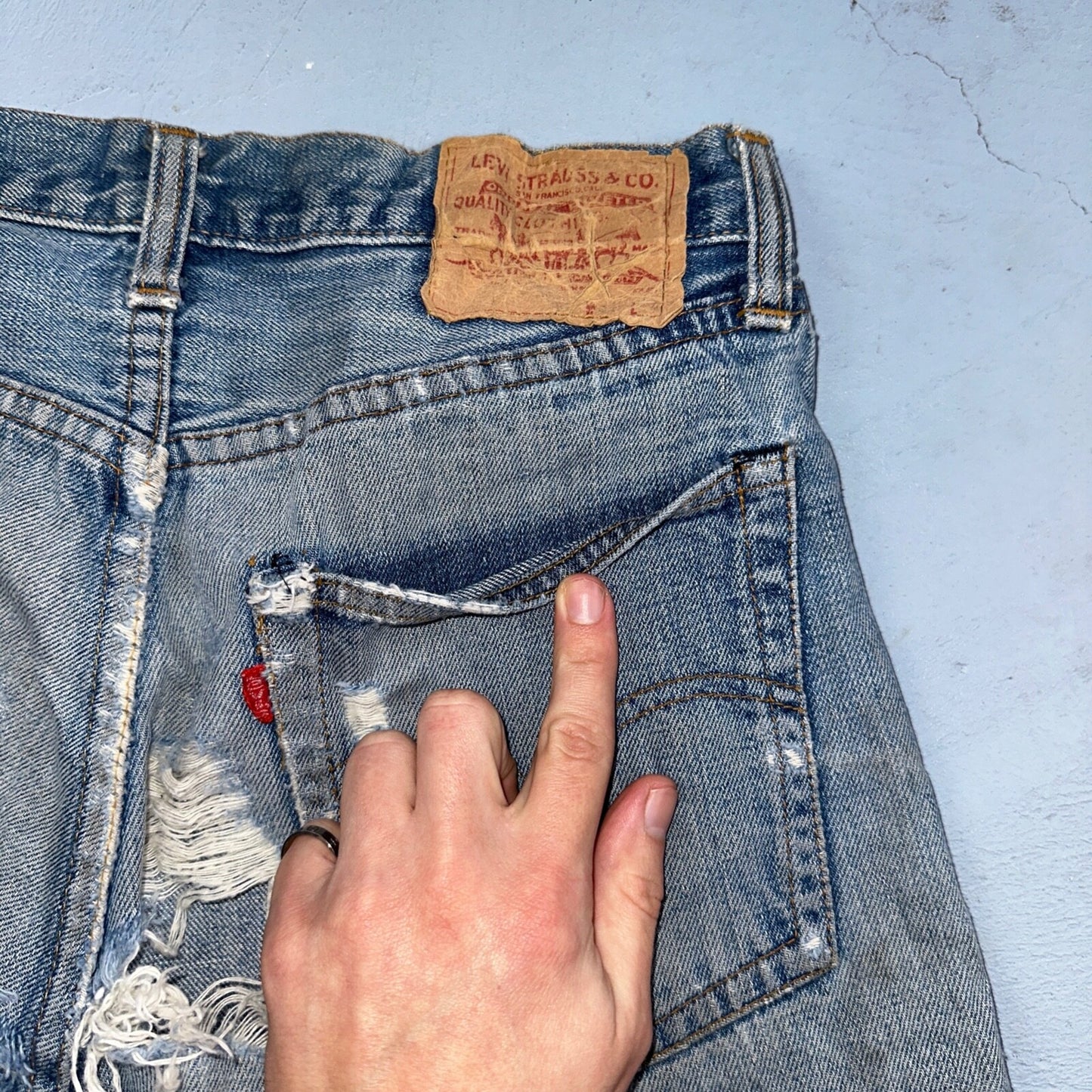 Levis 501 Vintage 70s SS Redline Selvedge USA 66 Jeans Thrashed 31x34 Act 29x30