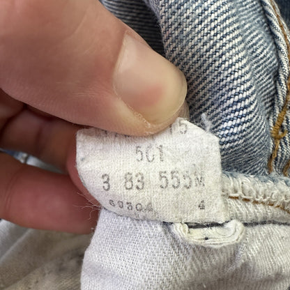 Levis Vintage 80s Redline Selvedge USA 501 XX Jeans Light Wash 31x33 Act 28x29