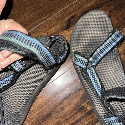 Vintage Teva Hurricane Sandals Mens Size 12 Black Blue Hiking Adjustable USA