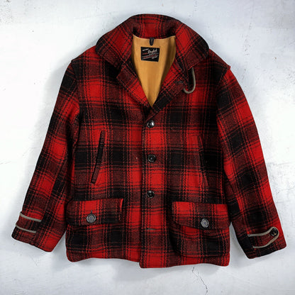1950s Dryback Coat Wool Buffalo Plaid Heavy Hunting Jacket VTG Mackinaw 50s 40s