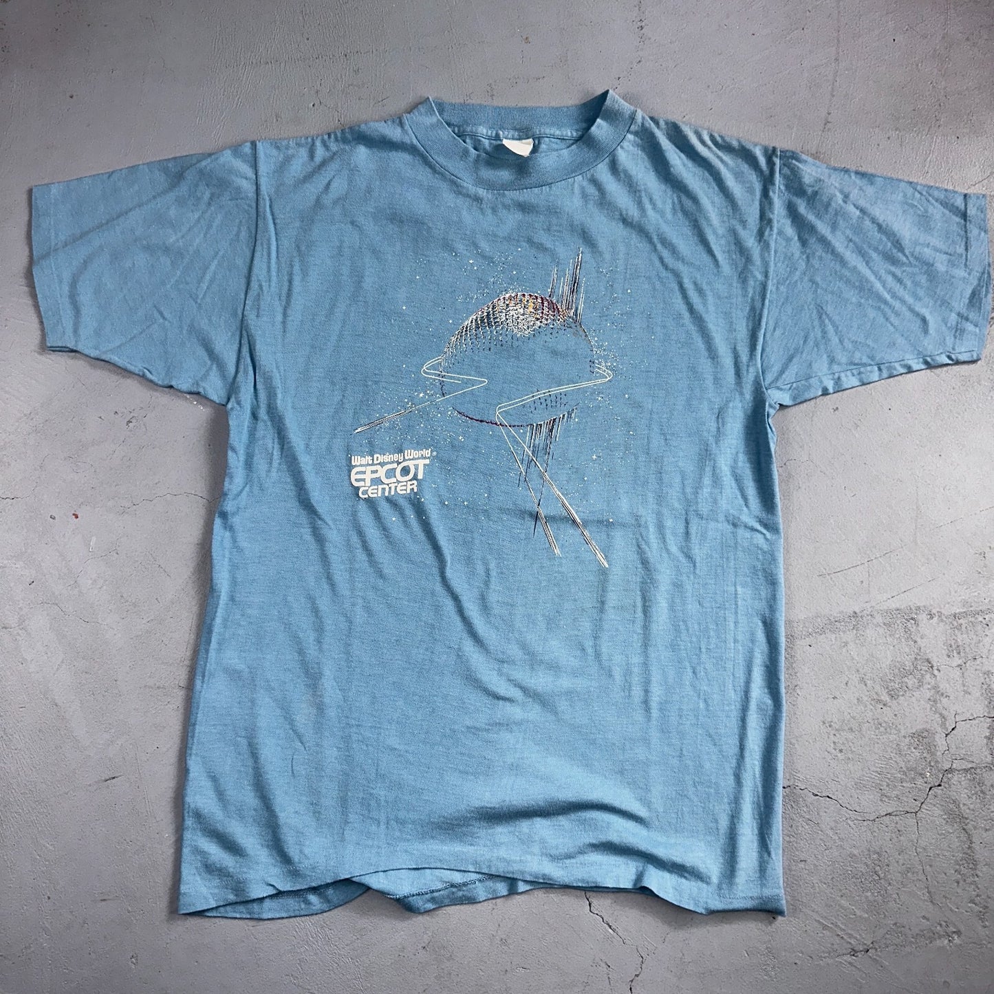 Disney World Epcot Center 1980s VTG T Shirt Rare Blue Single Stitch Mickey Earth
