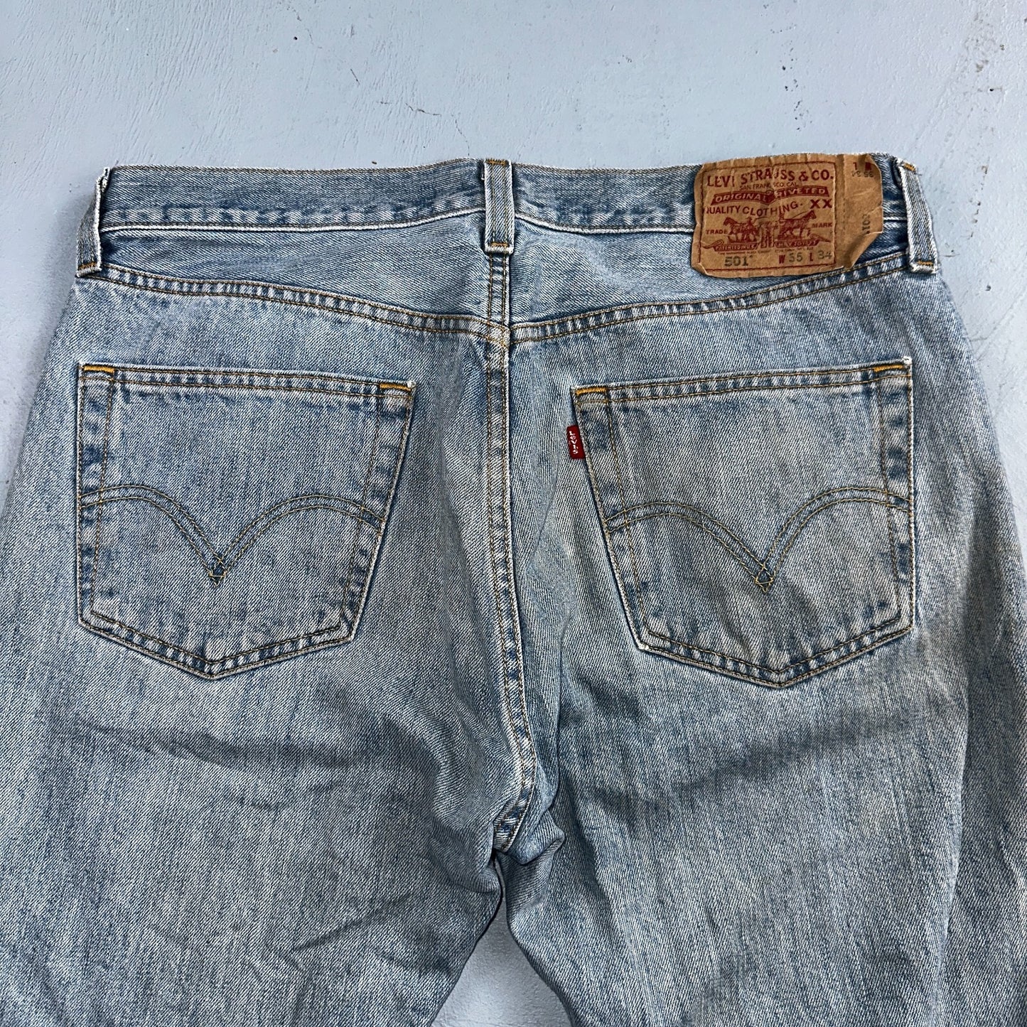 Levis 501 Vintage Y2K XX Straight Leg Jeans Blue Light Wash 35x34 Act 34x34
