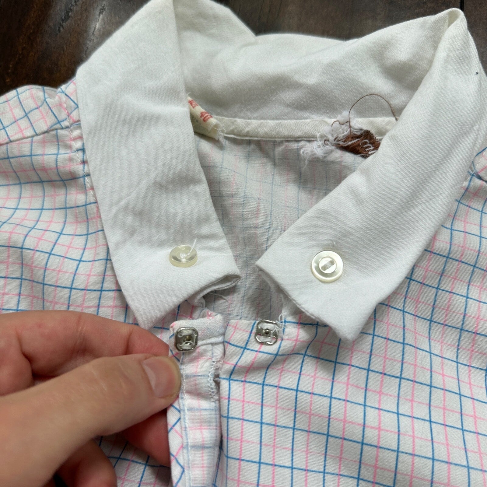 VTG 70s women's White Plaid Flannel Shirt Grunge Punk 40 Checkered jane hunt