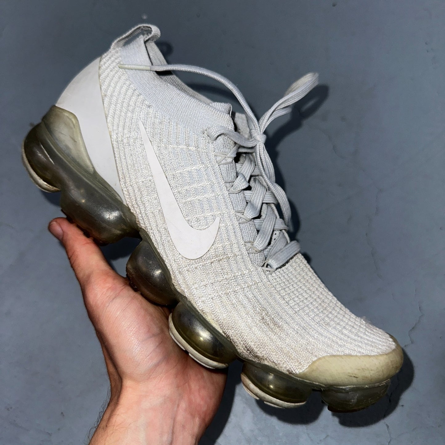 Nike Air VaporMax Flyknit 3 Pure Platinum - Mens Sz 9 - Running White Shoes