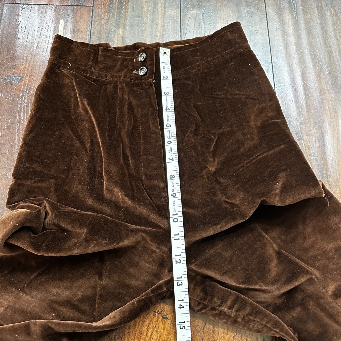 VTG Jantzen 1970s Pants 23x30 Brown Velour High Waist Flair Rockabilly 8