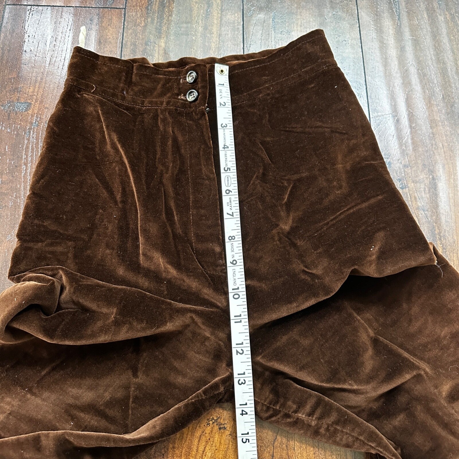 VTG Jantzen 1970s Pants 23x30 Brown Velour High Waist Flair Rockabilly 8
