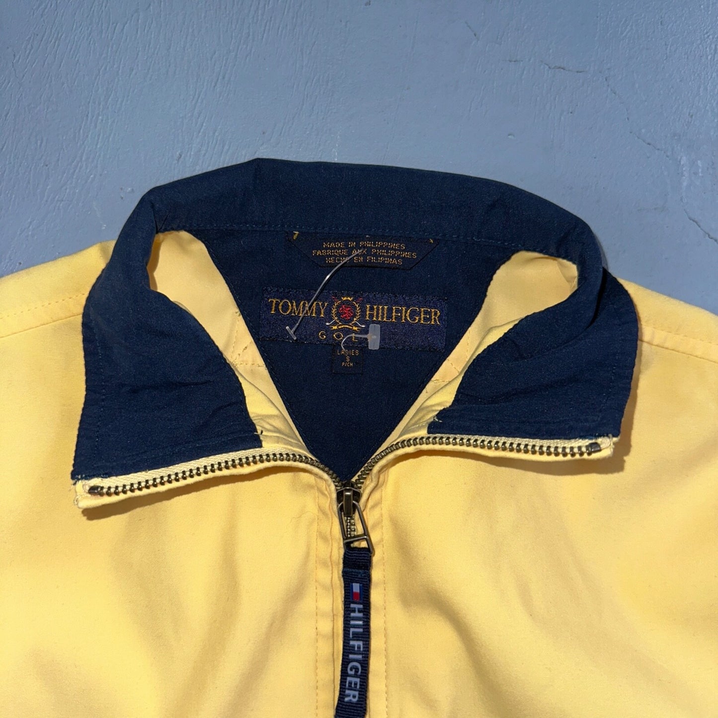 Tommy Hilfiger Golf Yellow Windbreaker Polyester Quarter Zip Pullover Small