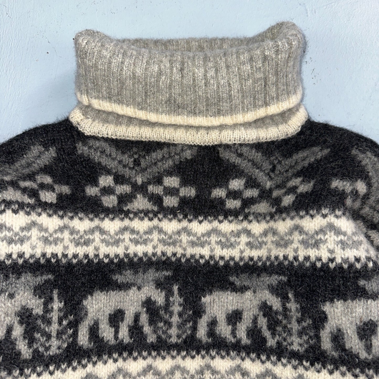 Eddie Bauer Vintage 1992 Wool Turtleneck Fair Isle Pullover Sweater L Womens