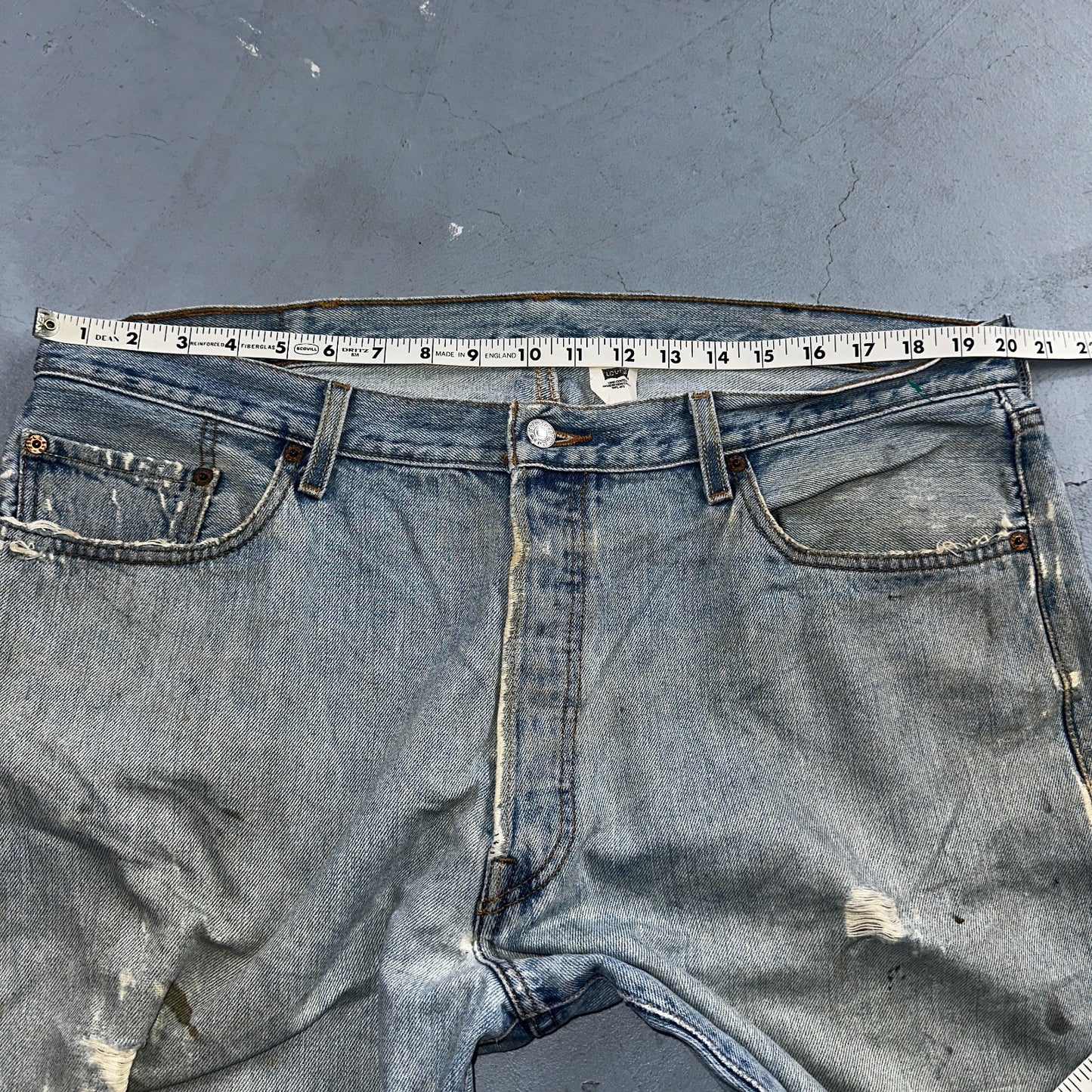 Levis 501 Vintage 90s Mexico Straight Leg Jeans Blue Light Wash 40x30 Act 40x28