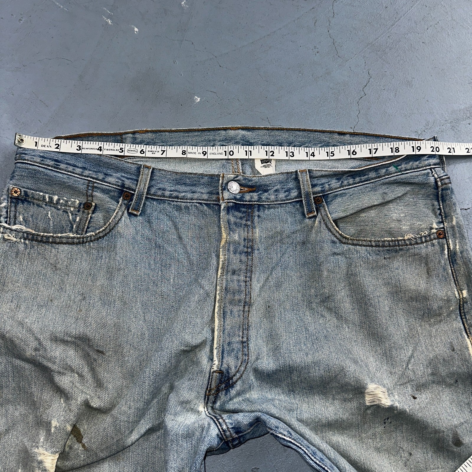 Levis 501 Vintage 90s Mexico Straight Leg Jeans Blue Light Wash 40x30 Act 40x28