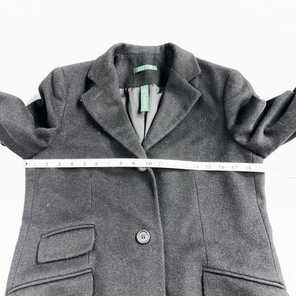 Lauren Ralph Lauren Womens Black Herringbone Wool Blended Overcoat 6 Lined