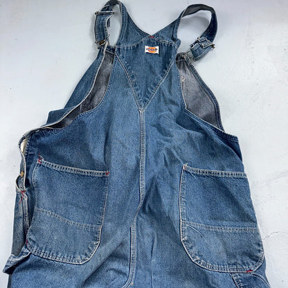 Dickies Vintage 70s Denim Bib Overalls 44x32 Carpenter Indigo Blue Workwear USED