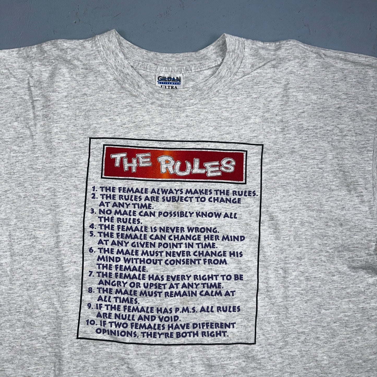 Rules Girls Funny Women Quote Text VTG T Shirt Y2K Gray Subject 2XL Cool