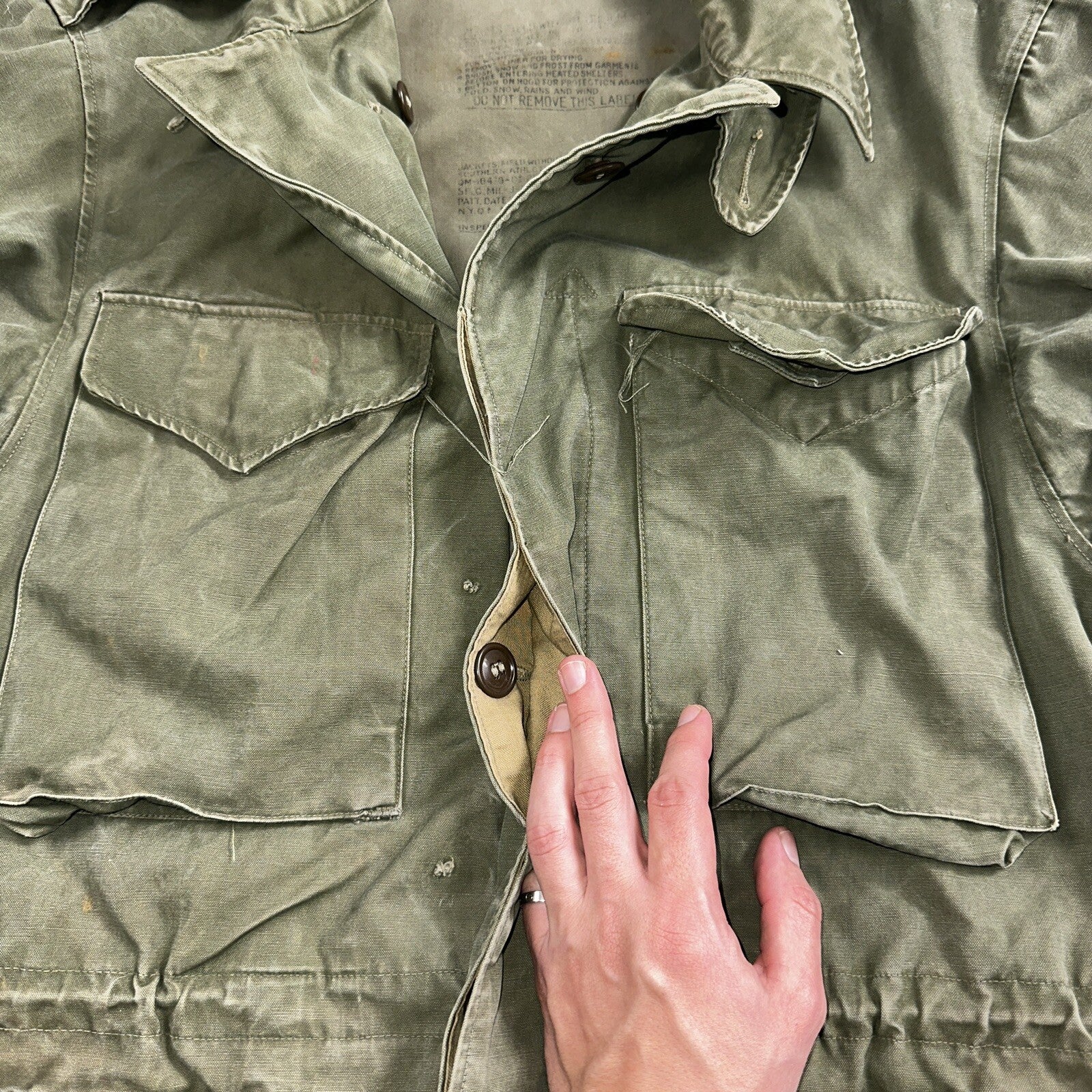 Field Jacket Post WWII Korean War M1950 Coat 1950s 50s OG107 M65