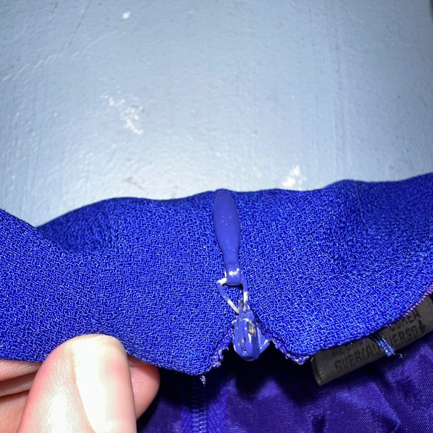 Liz Claiborne Petite 10 Black Blue Short Sleeve V Neck Stretch Sweater Dress VTG