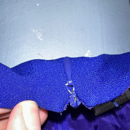 Liz Claiborne Petite 10 Black Blue Short Sleeve V Neck Stretch Sweater Dress VTG