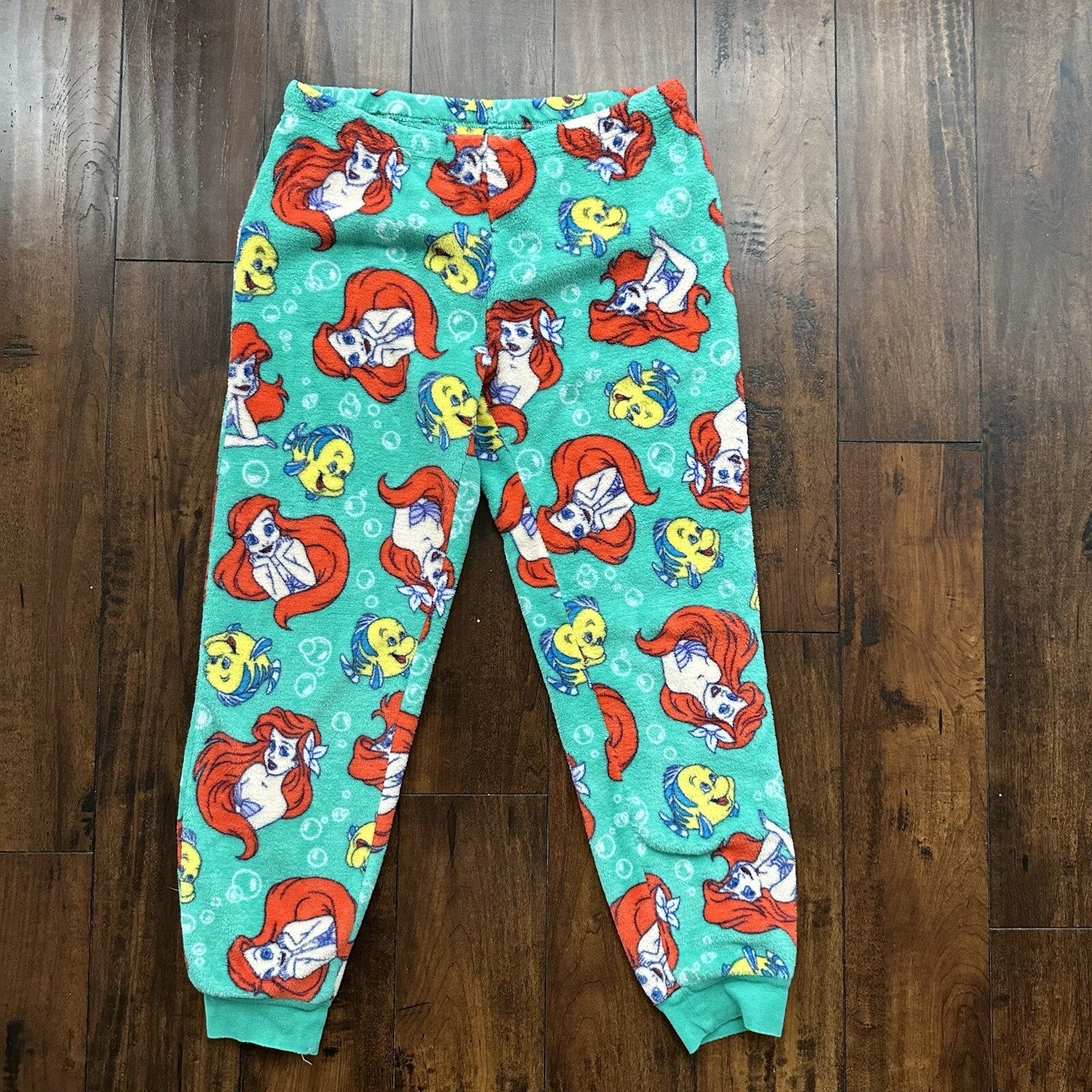Disney Little Mermaid Ariel Flounder fleece pajama pants-RARE Vtg Womens
