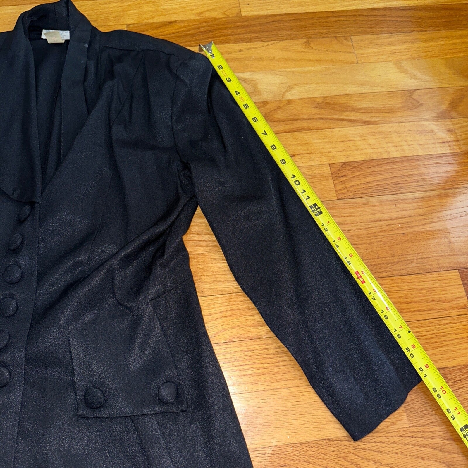 Lew Magram Blazer Jacket Womens Size 12 Black Pleated Work Office Button Up VTG