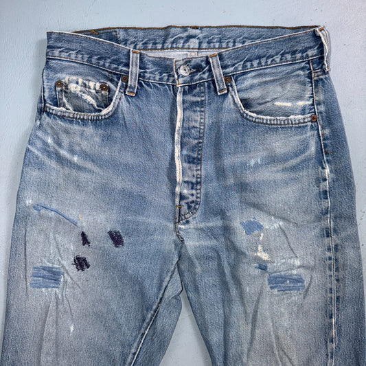 Levis 501 Vintage 80s Redline Selvedge USA XX Jeans Light Wash 34x38 Act 31x34