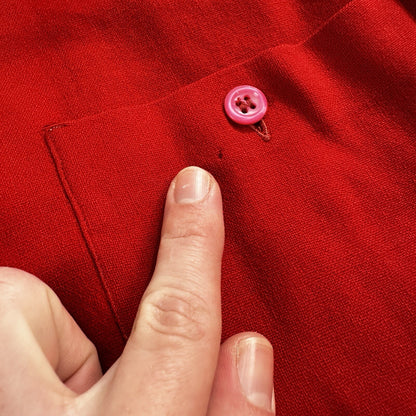 Pendleton 1930s VTG Wool Shirt Jacket Long Sleeve Red Basic Pink Buttons 30s 40s