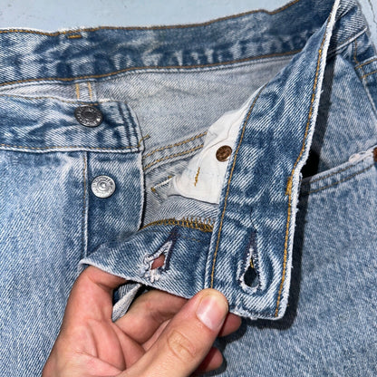 Levis 501 Vintage 90s USA XX Straight Leg Jeans 33x36 Light Wash Act 30x30
