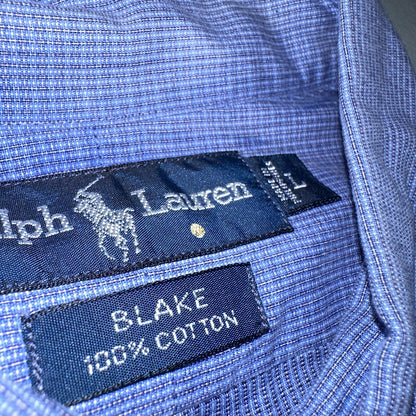 Ralph Lauren Polo VTG Button Down Shirt Men's L Blue Plaid Blake Two-Ply