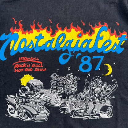 Rock N Roll Flames 80s Hanes VTG T Shirt Nostalgia Fest Hot Rod Cars 1982 Art L