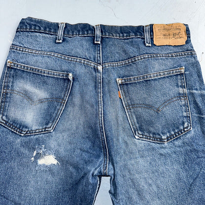 Levis 517 Vintage 80s USA Orange Tab Bootcut Flare Blue Worn Jeans Act 34x29