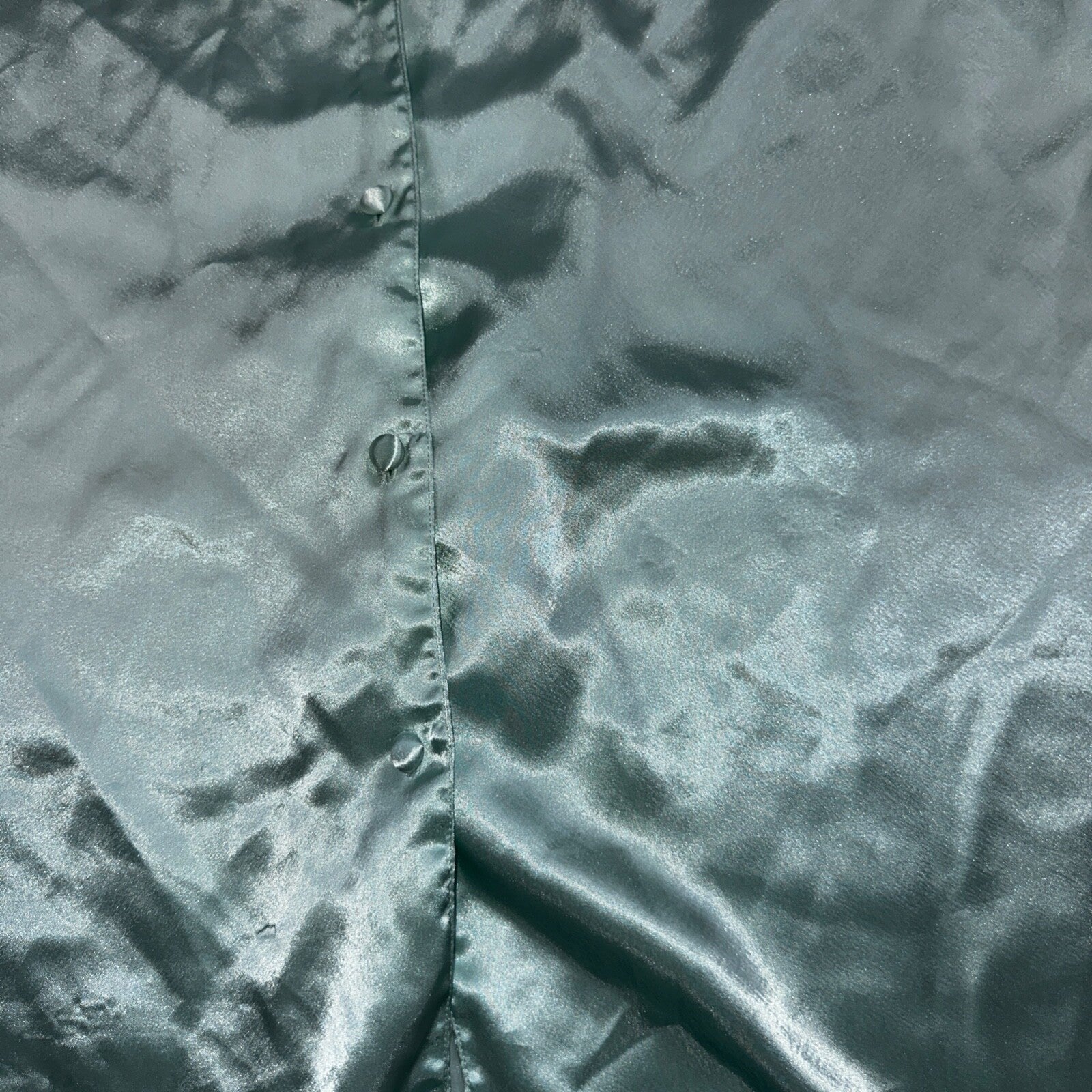 Vintage Victoria’s Secret Green Mint Satin Button Pajama Shirt Dress S 1990s