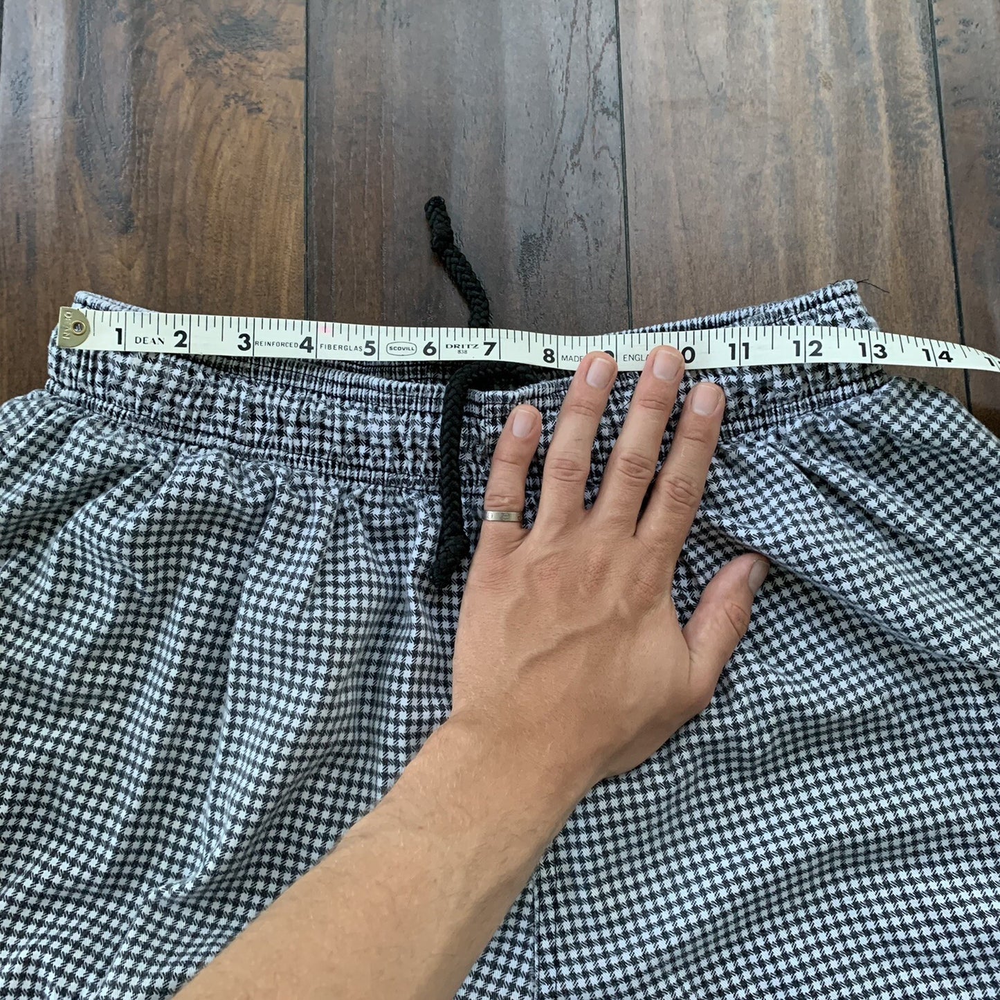 Natural Comfort Uniform Pants  Houndstooth Drawstring Thrashed XL VTG Y2K