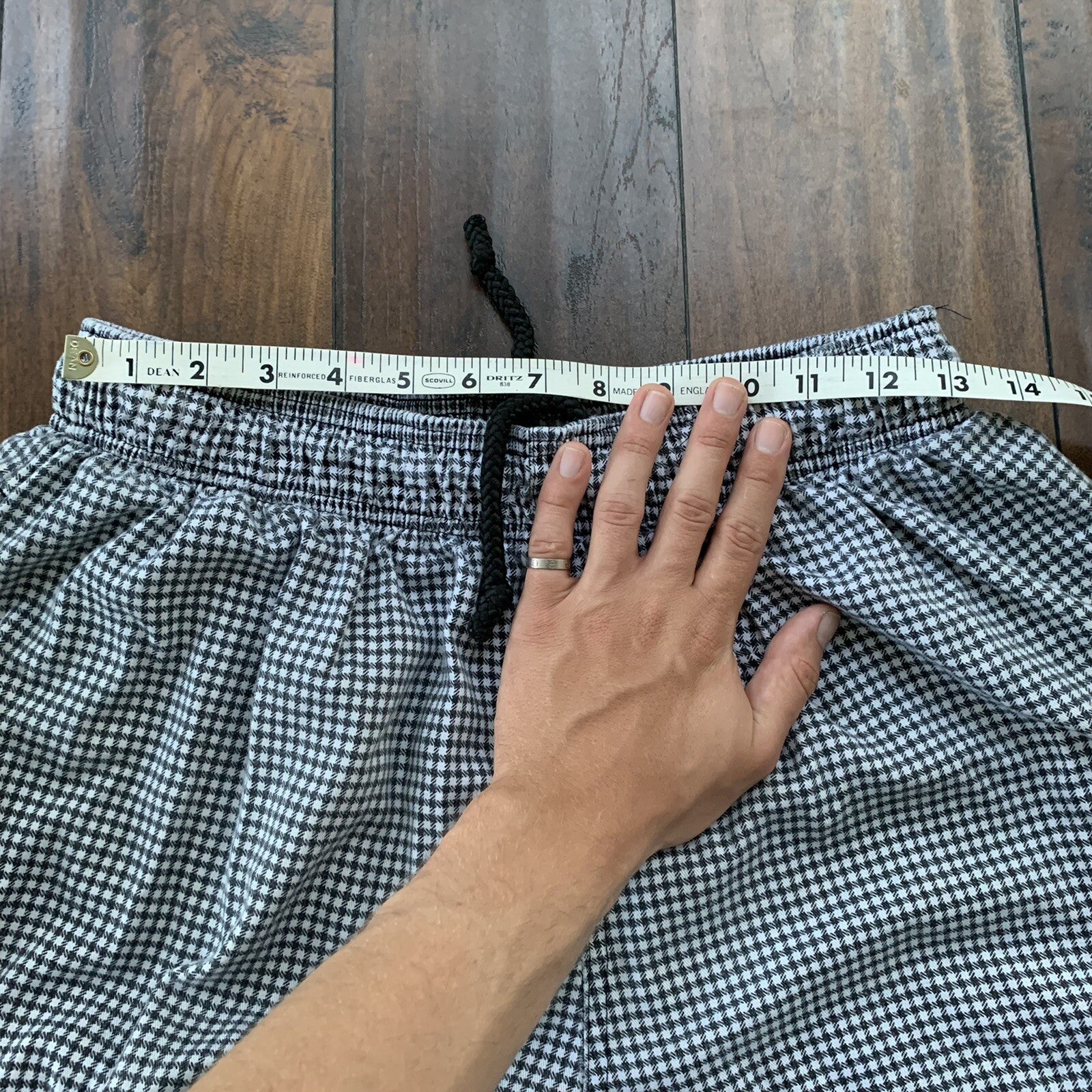 Natural Comfort Uniform Pants  Houndstooth Drawstring Thrashed XL VTG Y2K